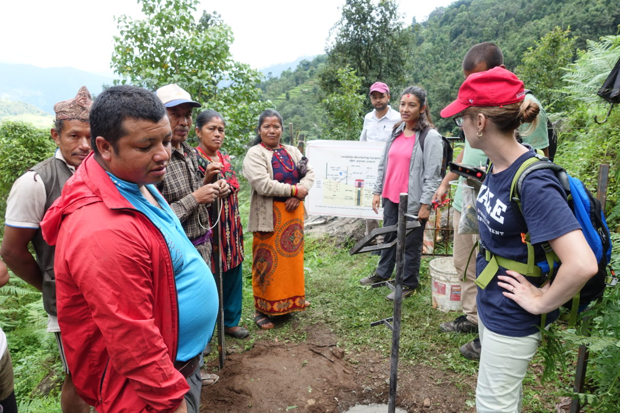 Residents at the installation of the slope monitoring site at Bosimpha, Dolakha district
