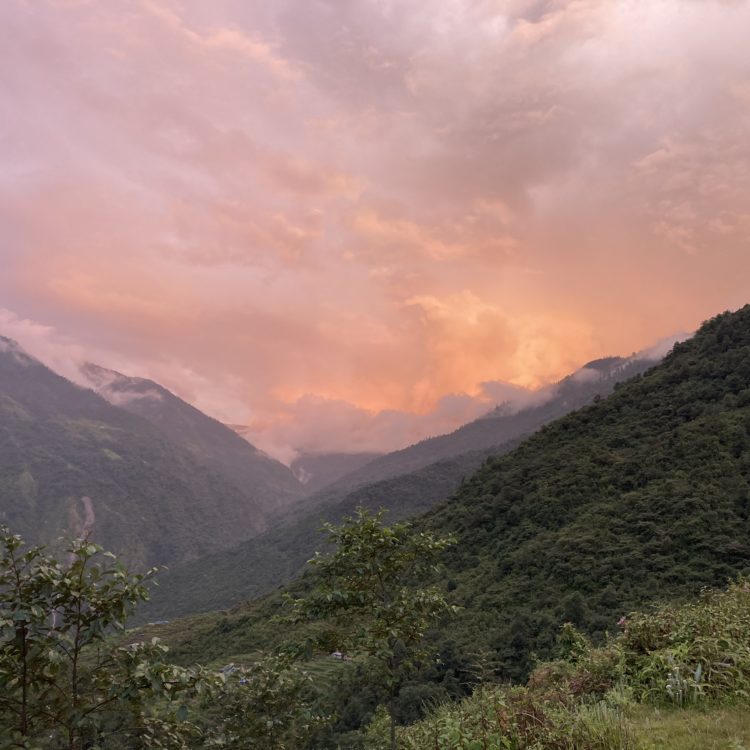 Sunset over the Chaku Khola from the monitoring site at Marming, Sindhupalchok district