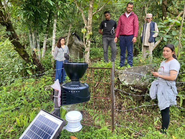 Anuradha briefing municipality staff on the monitoring equipment at one of our installation sites, Phedi